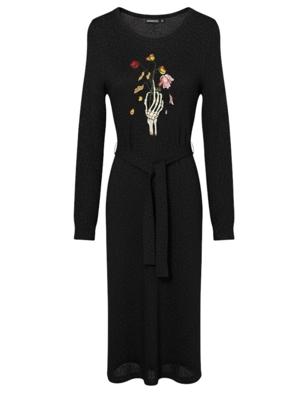 Jawbreaker Dead Flowers Embroidered  Knitted Midi Dress Size 8